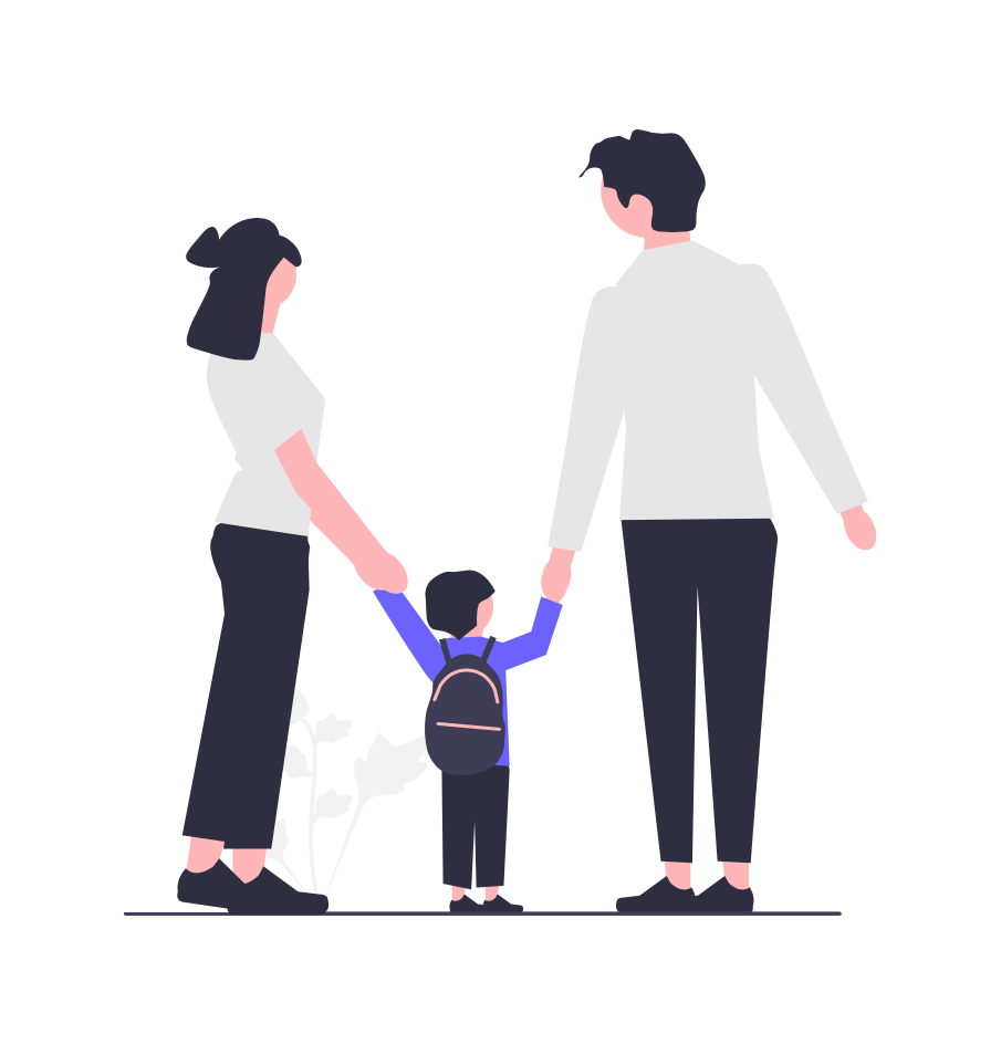 Un niño acompañado de sus padres